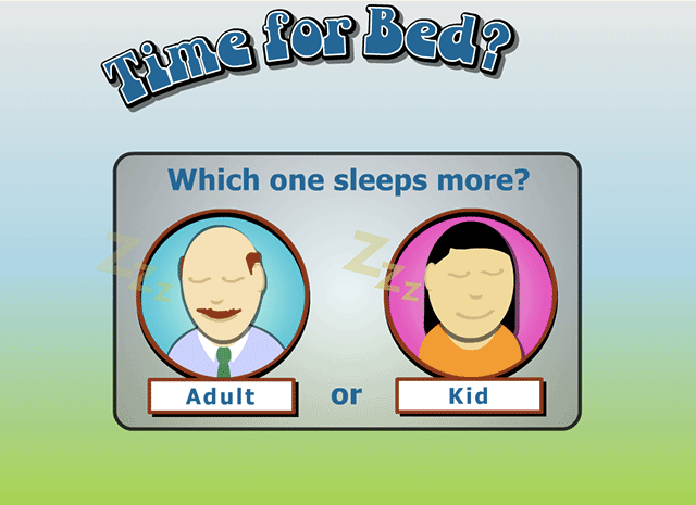Which one sleeps more: adult or kid?